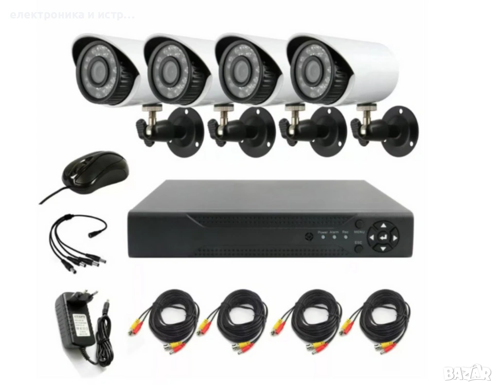 Комплект за Видеонаблюдение AHD, HD, IR, 4 Камери , снимка 1