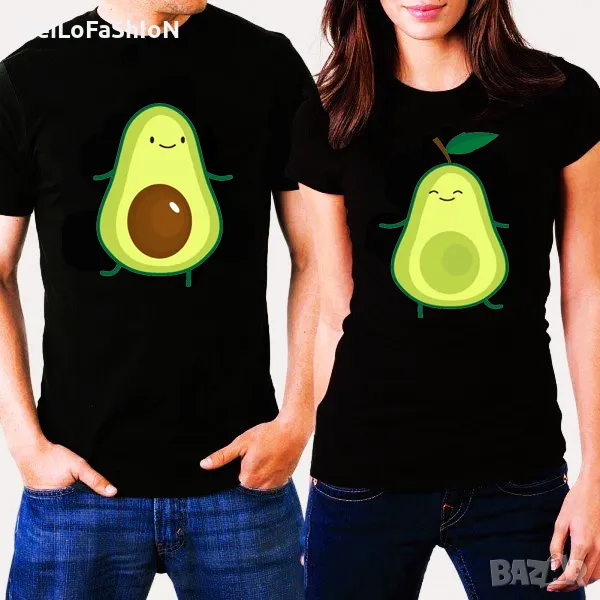 Забавни тениски за двойки Авокадо, снимка 1