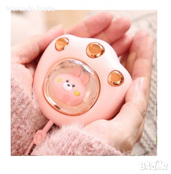 Преносима батерия Mercado Trade, Мини нагревател за ръце, USB, Лапичка, Розов, снимка 1