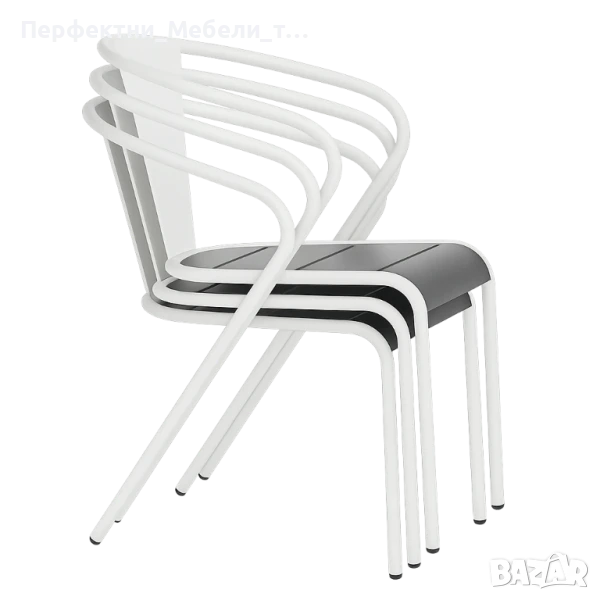 Здрав градински метален стол с подлакътници за заведение или за дома и терасата- до 120кг., снимка 1