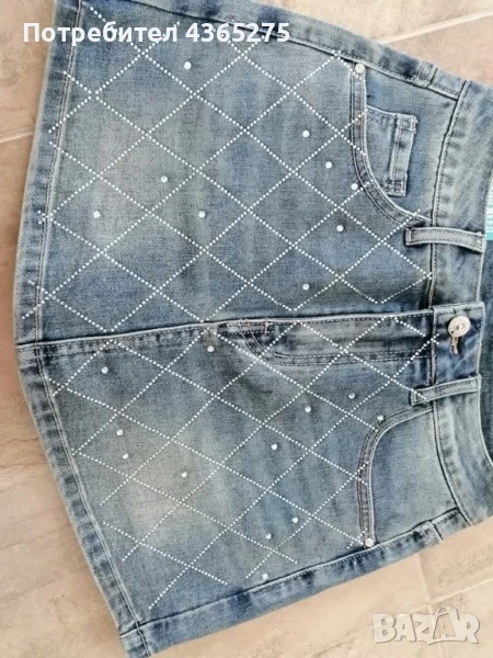 нов модел уникални къси дънки тип пола-панталон ,с камъни, снимка 1