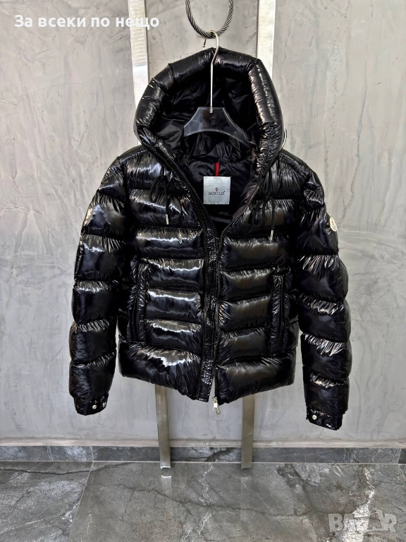Moncler Мъжко Черно Лачено Зимно Яке С Качулка Код A. Style-12, снимка 1