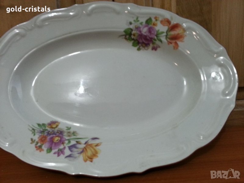 Стар български порцелан плато елипса, снимка 1