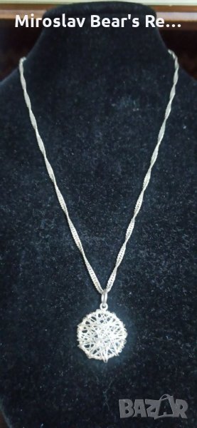 Елегантно сребърно колие с интересна сребърна висулка, печати 925, снимка 1