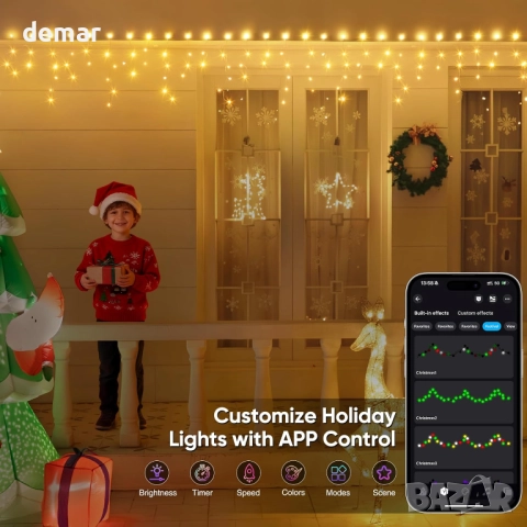 Ollny Smart RGB коледни светлини, 10 м, 286 LED, дистанционно, IP44, снимка 3 - Декорация за дома - 52432725