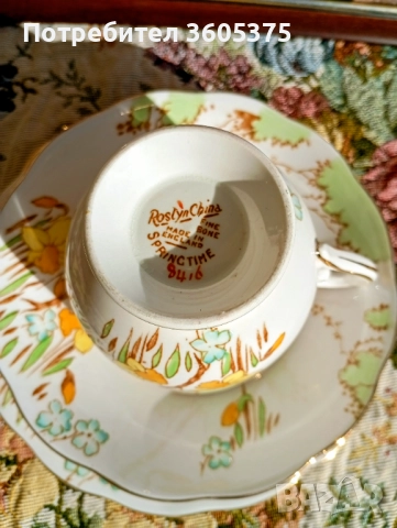 Троен сет за чай, английски костен порцелан , снимка 8 - Антикварни и старинни предмети - 52942333