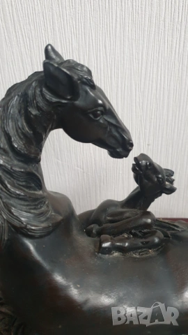 Винтидж скулптура на кон и жребче, снимка 5 - Антикварни и старинни предмети - 53604093