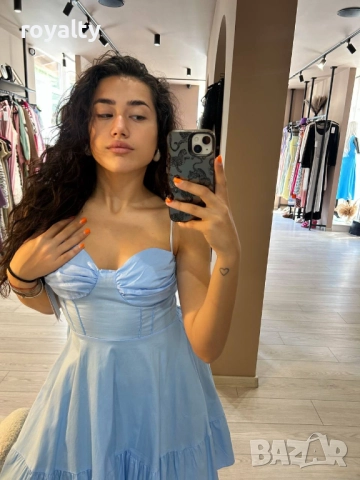 Къса Синя Дамска Рокля , снимка 4 - Рокли - 52945429