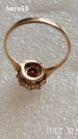 Дамски позлатен пръстен с гранати, материал сребро 925., снимка 5 - Пръстени - 51221571
