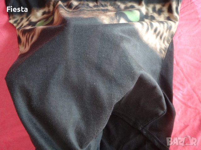 Черна тениска Mango с тигър, блуза с леопард, снимка 5 - Тениски - 41826229