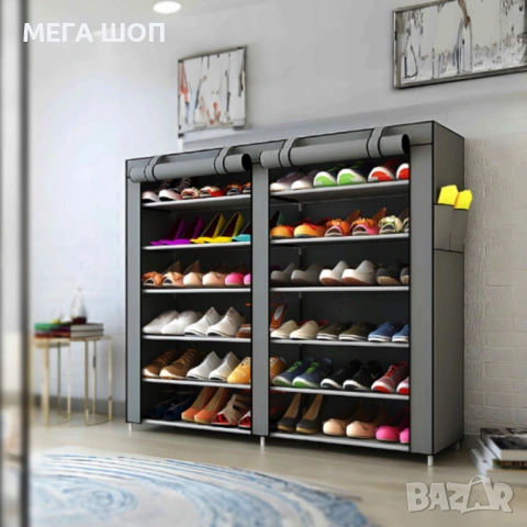 Сгъваем текстилен шкаф XXL, органайзер за дрехи, дишащ материал, снимка 2 - Шкафове - 53870350