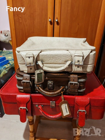 Стари кожени куфари 3 бр, снимка 2 - Други ценни предмети - 53119987