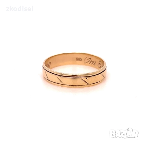 Златен пръстен брачна халка 3,24гр. размер:62 14кр. проба:585 модел:34835-1