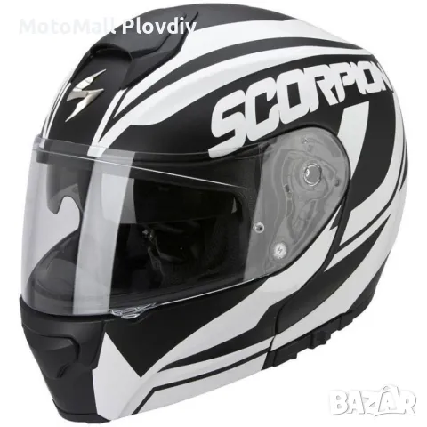 ПРОМО!SCORPION EXO-3000 SERENITY Black-White Matt Gloss модулна каска 