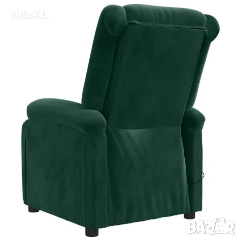 vidaXL Масажен стол, тъмнозелен, кадифе, снимка 5 - Маси - 56152636