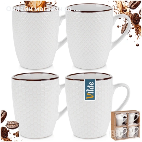 Комплект от 4 чаши с капацитет 400мл, бели 139674