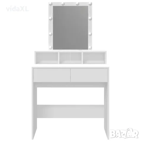 vidaXL Тоалетка с LED, бяла, 80x41x144,5 см, снимка 5 - Тоалетки - 56148137