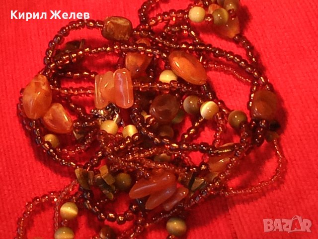 СТАРИННО КОЛИЕ от ХАЛЦЕДОН МЪНИСТА и КОТЕШКО ОКО 14437, снимка 3 - Колиета, медальони, синджири - 29555694