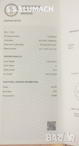 Диамант IGI Сертификат ЦВЯТ "D" 0,32ct. 💯 % естествен , снимка 5 - Други - 41463934