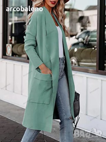 Дамско дълго тънко палто с големи предни джобове, 5цвята , снимка 7 - Палта, манта - 42145724