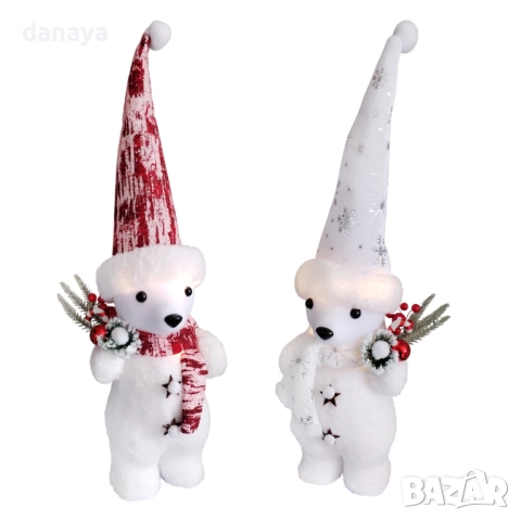 6245 Светеща коледна фигура мечок с висока шапка, 62 см, снимка 8 - Декорация за дома - 52016195