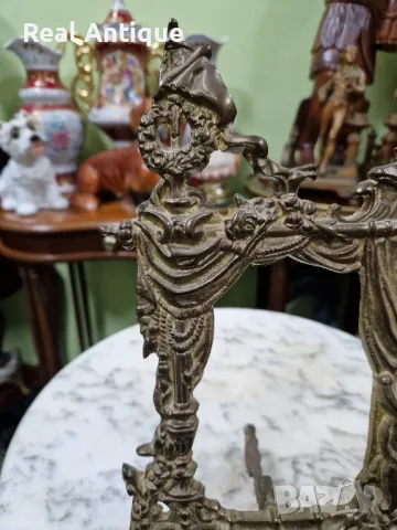 Стара страхотна антикварна английска бронзова поставка за снимки , снимка 6 - Антикварни и старинни предмети - 50263051