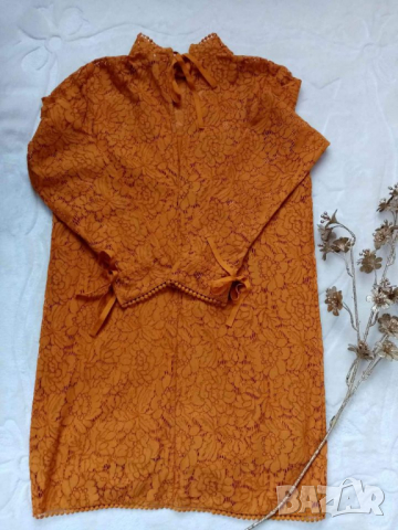 Официална оранжева дантелена рокля, снимка 5 - Рокли - 36189875