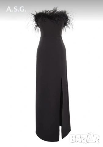 Дълга рокля с пера и цепка