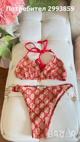 Бикини бански Гучи*Gucci technical gold chain, снимка 2 - Бански костюми - 51480534