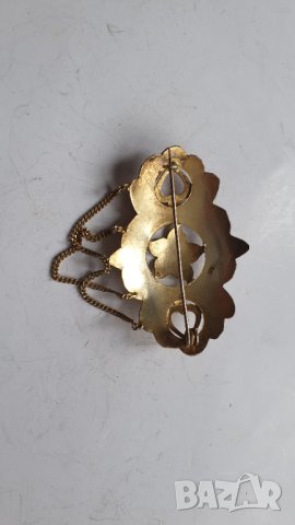 Сребърна брошка с частична позлата, снимка 4 - Антикварни и старинни предмети - 44374036