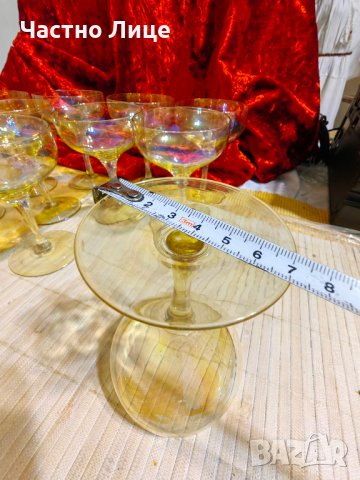 Комплект Разкошни Старинни Стъклени Чаши Калиево Стъкло, снимка 3 - Колекции - 42380072
