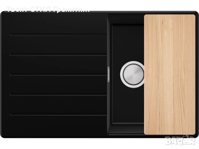 Черна кухненска гранитна мивка Копенхаген 780х500 Top 45, снимка 8 - Мивки - 51139968