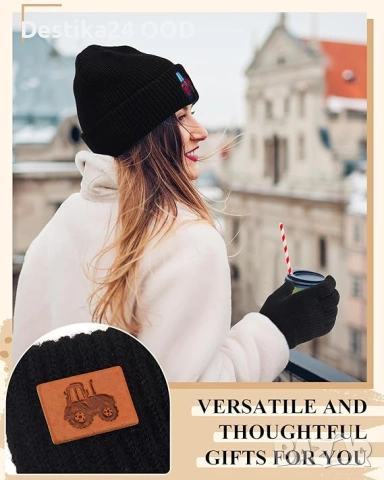 Дамски зимен комплект шапка и ръкавици лисица или трактор, снимка 4 - Други - 53504168