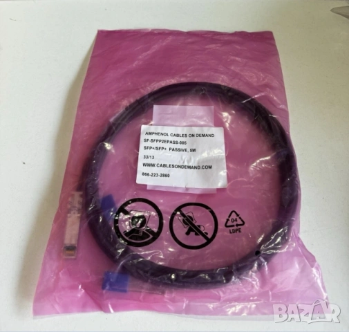 Филтриращ шума от интерент кабел Amphenol SFP+ към SFP+ кабел 10GB/s SF-SFPP2EPASS, снимка 2 - Други - 53632343