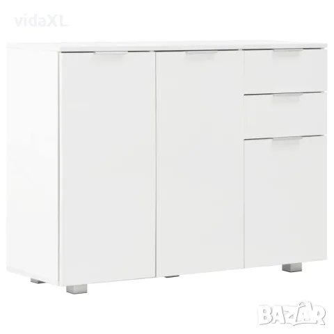 vidaXL Бюфет, бяло със силен гланц, 107x35x80,5 см