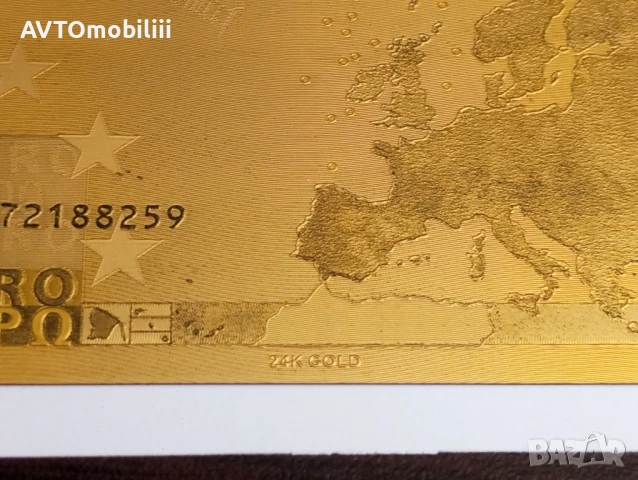 Позлатена с 24 карата злато банкнота 200 Евро със сертификат, снимка 8 - Нумизматика и бонистика - 51338451