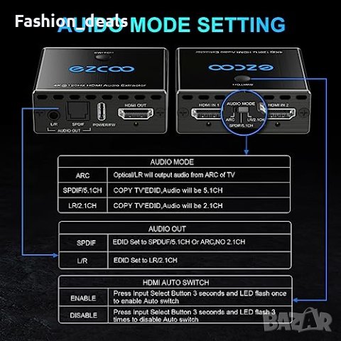Нов Аудио конвертор HDMI към HDMI SPDIF/4K 120Hz HDMI 2., снимка 2 - Друга електроника - 41662380