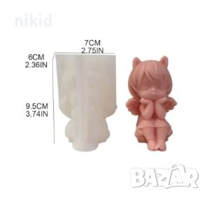 3D 2 пози Момиче момиченце ангел силиконов молд форма фондан гипс свещ сапун декор, снимка 7 - Форми - 44324537