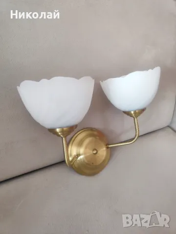 Продавам двоен Месингов аплик за стена, снимка 3 - Лампи за стена - 50251379