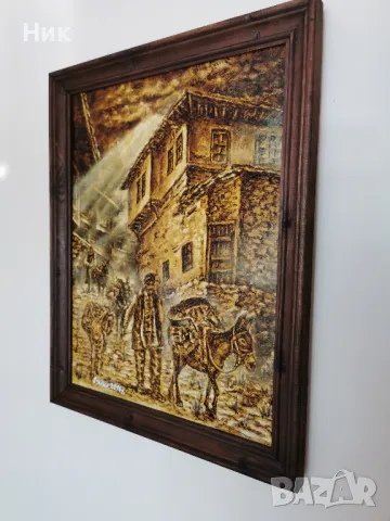 Уникална картина Дървари с магарета за ценители или подарък , снимка 5 - Картини - 48817630