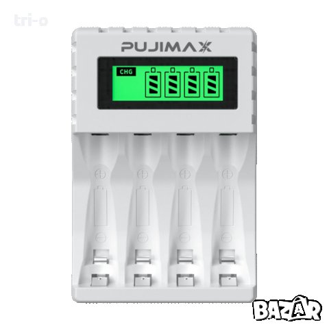 PUJIMAX 4 слота 1.2V интелигентно зарядно устройство за NiCd NiMh батерии LCD дисплей за AA/AAA, снимка 10 - Друга електроника - 42568744