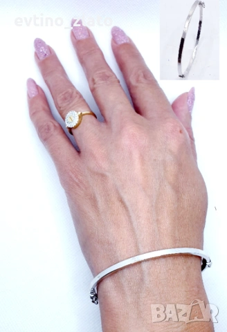 Златни твърди гривни , бяло злато -14К, снимка 10 - Гривни - 38257285