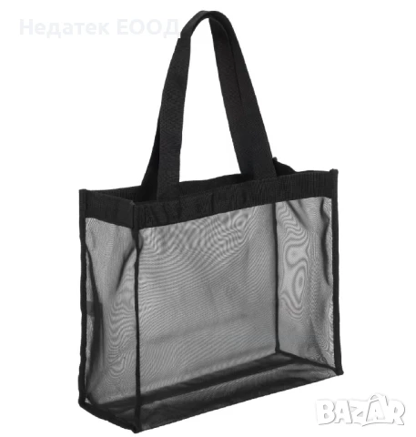 Плажна мрежеста чанта, Черен, 40x15x30 см., снимка 2 - Чанти - 50711658