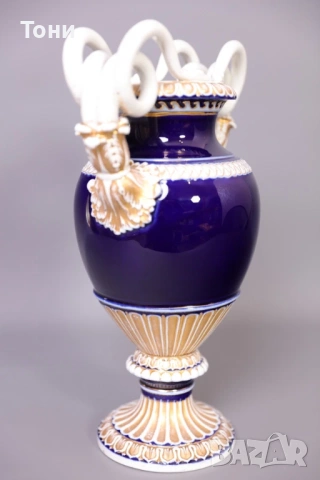 Meissen Майсен кобалтово синя ваза 39см 1во качество 1930г., снимка 2 - Вази - 53750924