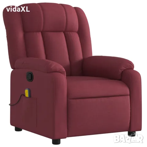 vidaXL Масажен наклоняем стол, виненочервен, текстил, снимка 3 - Дивани и мека мебел - 56147417