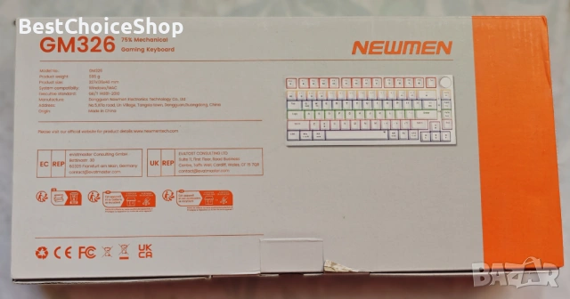 NEWMEN GM326 Механична клавиатура, Геймърска 75 %, TKL Hot Swap Compact LED осветление за PC/Win/Mac, снимка 4 - Клавиатури и мишки - 53670711