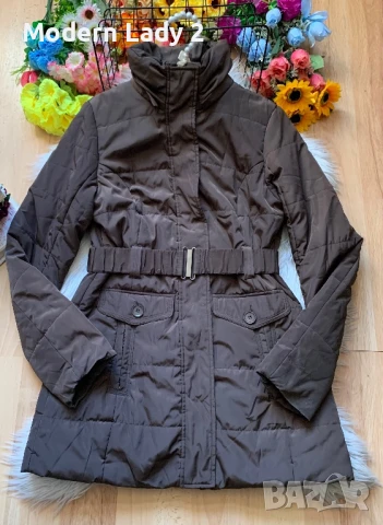 Кафяво зимно яке с колан