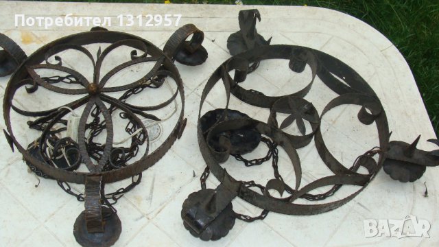 Метални,ковани висящи полилеи на синджир, снимка 1 - Полилеи - 40955641