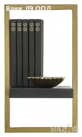 Стенна етажерка в черно и златисто, снимка 2 - Етажерки - 36263641
