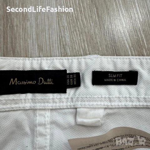 Дамски панталон Massimo Dutti слим бял размер 30, снимка 4 - Панталони - 53107189